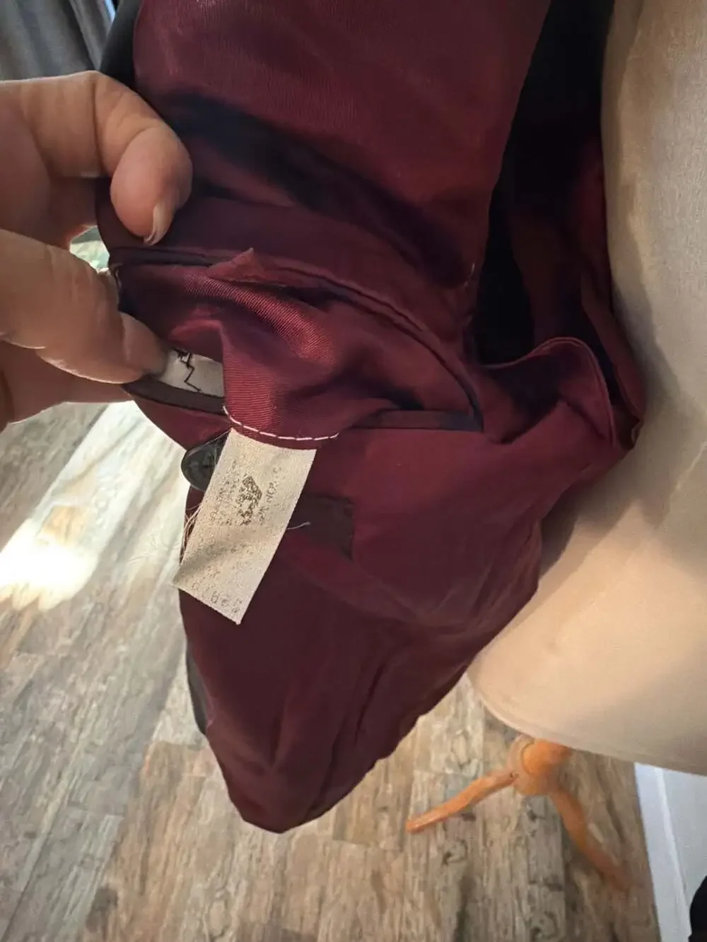 Nordstrom Plaid Tuxedo Dinner Jacket Burgundy Black Satin Shawl Collar